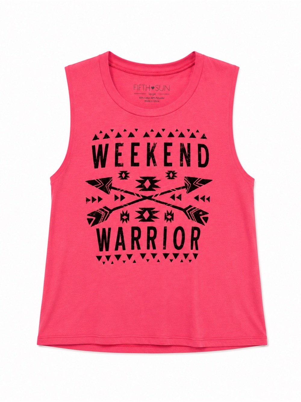 Fifth Sun Weekend Warrior Tank Top Large Pink Graphic Sleeveless Boho
